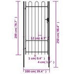 vidaXL Portillon simple porte avec dessus arqué Acier 1x2 m Noir