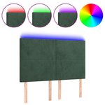 vidaXL Tête de lit à LED Vert foncé 144x5x118/128 cm Velours