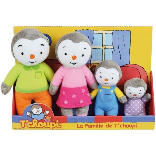 Coffret famille 4 Peluches - T'Choupi - JEMINI 19 cm