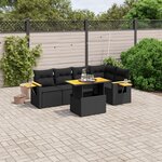 vidaXL Salon de jardin 6 Pièces avec coussins noir résine tressée