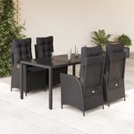 vidaXL Ensemble à manger de jardin coussins 5Pièces Noir Résine tressée