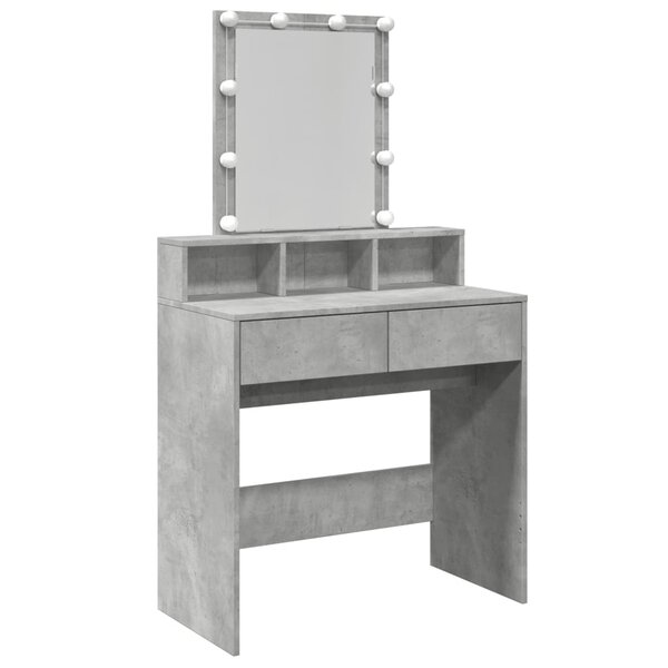 vidaXL Coiffeuse avec LED gris béton 80x41x144 5 cm
