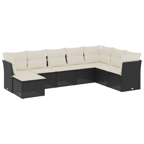 vidaXL Salon de jardin 8 Pièces avec coussins noir résine tressée