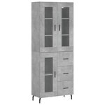 vidaXL Buffet haut Gris béton 69 5x34x180 cm Bois d'ingénierie