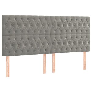 vidaXL Têtes de lit 4 Pièces Gris clair 90x7x78/88 cm Velours