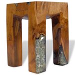 vidaXL Tabouret Bois de teck massif et résine