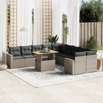 vidaXL Salon de jardin 11 Pièces avec coussins gris résine tressée