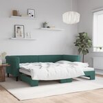vidaXL Lit de jour avec gigogne sans matelas vert foncé 90x200 cm