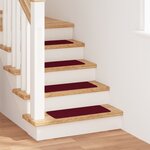 Tapis d'escalier vidaXL avec dos en latex Bordeaux 25x60 cm