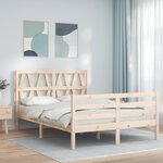 vidaXL Cadre de lit avec tête de lit 140x190 cm bois massif