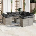 vidaXL Salon de jardin avec coussins 12 Pièces gris clair résine tressée