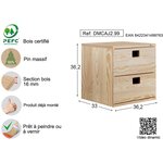 Cube de rangement en pin massif dinamic 2 tiroirs