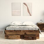 Lit vidaXL avec tiroirs en vieux bois 120x200 cm en bois d'ingénierie