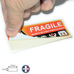 Lot de 500 Etiquettes FRAGILE dimension 4x10 cm