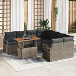 vidaXL Ensemble de Canapés de Jardin de 9 pièces avec Coussins Gris Rattan Poly