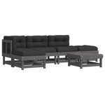 vidaXL Salon de jardin 6 Pièces avec coussins gris bois massif