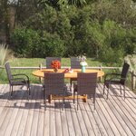 vidaXL Ensemble à manger de jardin 7 Pièces Résine tressée Noir