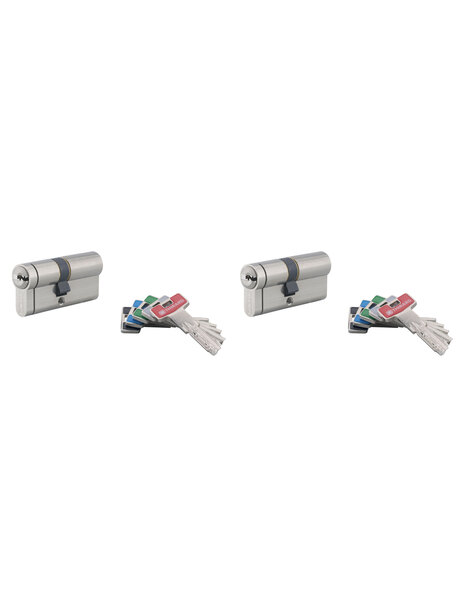 THIRARD - Lot de 2 cylindres de serrure double entrée T2  30x30mm  s'entrouvrant  nickel 8 clés/cylindre