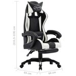 Chaise fauteuil siège pivotante de bureau informatique étude de jeux vidéo et repose-pied et similicuir blanc 02_0024222