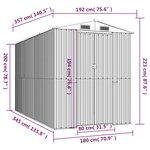 vidaXL Abri de jardin Marron clair 192x357x223 cm Acier galvanisé