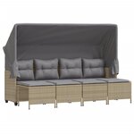 vidaXL Salon de jardin avec coussins 5 Pièces beige résine tressée