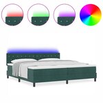 Lit Box Spring vidaXL avec Matelas & LED Vert Foncé 200x200 cm Velours