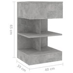vidaXL Tables de chevet 2 Pièces Gris béton 40x35x65 cm