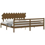 vidaXL Cadre de lit avec tête de lit marron miel 200x200cm bois massif
