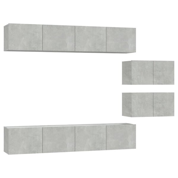 vidaXL Ensemble de meubles TV 6 Pièces Gris béton Bois d'ingénierie
