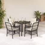 vidaXL Ensemble à manger de jardin coussins 5Pièces Noir Résine tressée