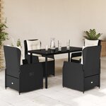 vidaXL Ensemble à manger de jardin coussins 5Pièces Noir Résine tressée