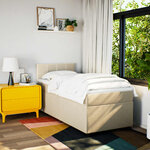 vidaXL Sommier à lattes de lit avec matelas Crème 80x200 cm Tissu