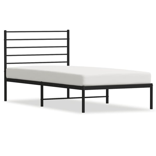 vidaXL Cadre de lit métal avec tête de lit noir 90x200 cm