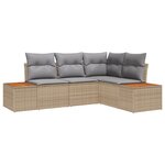 vidaXL Ensemble de Canapés de Jardin 4 Pièces avec Coussins Beige Poly Rotin Acacia