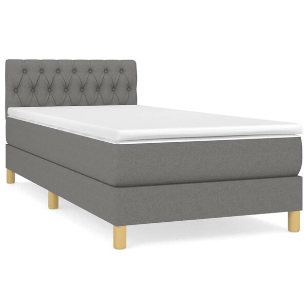 vidaXL Sommier à lattes de lit et matelas Gris foncé 90x190 cm Tissu