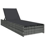 Chaise longue vidaXL Grise 60x200x27 cm en Poly Rattan