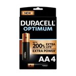 Duracell - Piles alcalines AA Optimum, 1.5 V LR6, paquet de 4