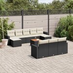 vidaXL Salon de jardin 11 Pièces avec coussins noir résine tressée