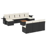 vidaXL Salon de jardin 11 Pièces avec coussins noir résine tressée