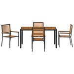 Ensemble de salle à manger jardin vidaXL 5 pièces en poly rotin noir et acacia