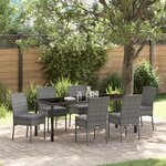 vidaXL Set de salle à manger de jardin 7 pièces Gris Poly Rattan