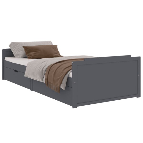 vidaXL Cadre de lit sans matelas gris foncé bois pin massif 90x200cm
