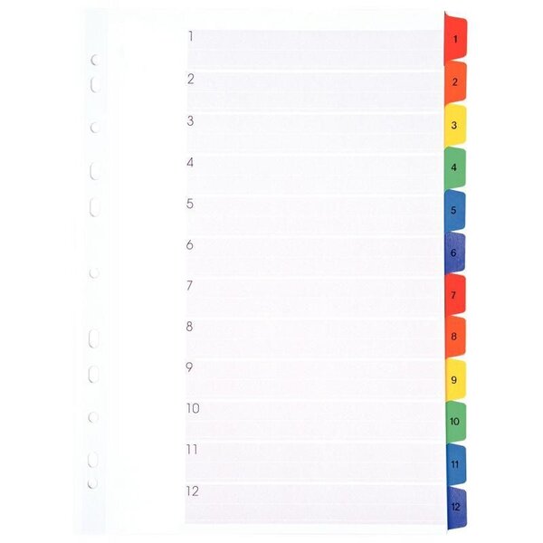Jeu intercalaires numériques 1 à 12 touches format A4