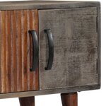vidaXL Meuble TV Gris 130x30x46 cm Bois massif de manguier brut