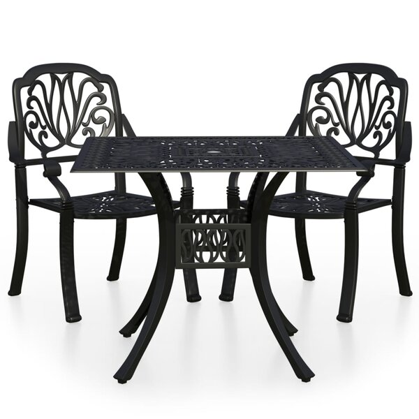 vidaXL Ensemble de bistro 3 Pièces Aluminium coulé Noir