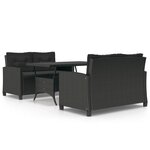 vidaXL Ensemble à dîner de jardin coussins noirs 3 Pièces Résine tressée