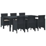 vidaXL Ensemble de salle à manger de jardin 7 pièces avec coussins Anthracite Poly Rattan