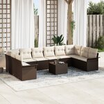 Ensemble de canapé de jardin en 10 pièces avec coussins gris poly rotin