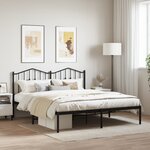 vidaXL Cadre de lit métal sans matelas et tête de lit noir 180x200 cm