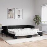 vidaXL Lit de jour avec gigogne sans matelas noir 100x200 cm